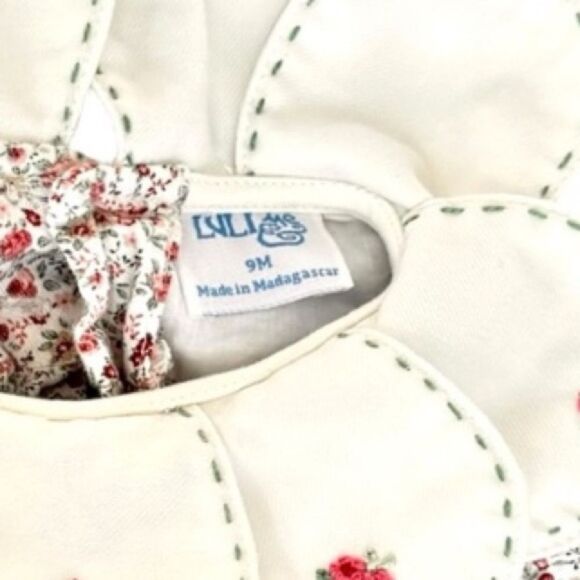 Luli & Me Scallop Collar Floral Petal Longall Bubble Romper. 9 Months. NEW. - Picture 6 of 8